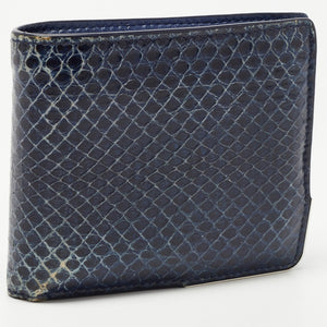 DIOR Navy Blue Watersnake Leather Metal Edge Bifold Wallet