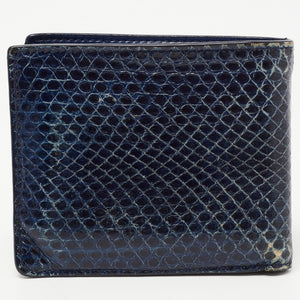 DIOR Navy Blue Watersnake Leather Metal Edge Bifold Wallet