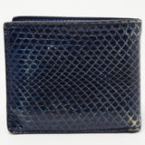 DIOR Navy Blue Watersnake Leather Metal Edge Bifold Wallet