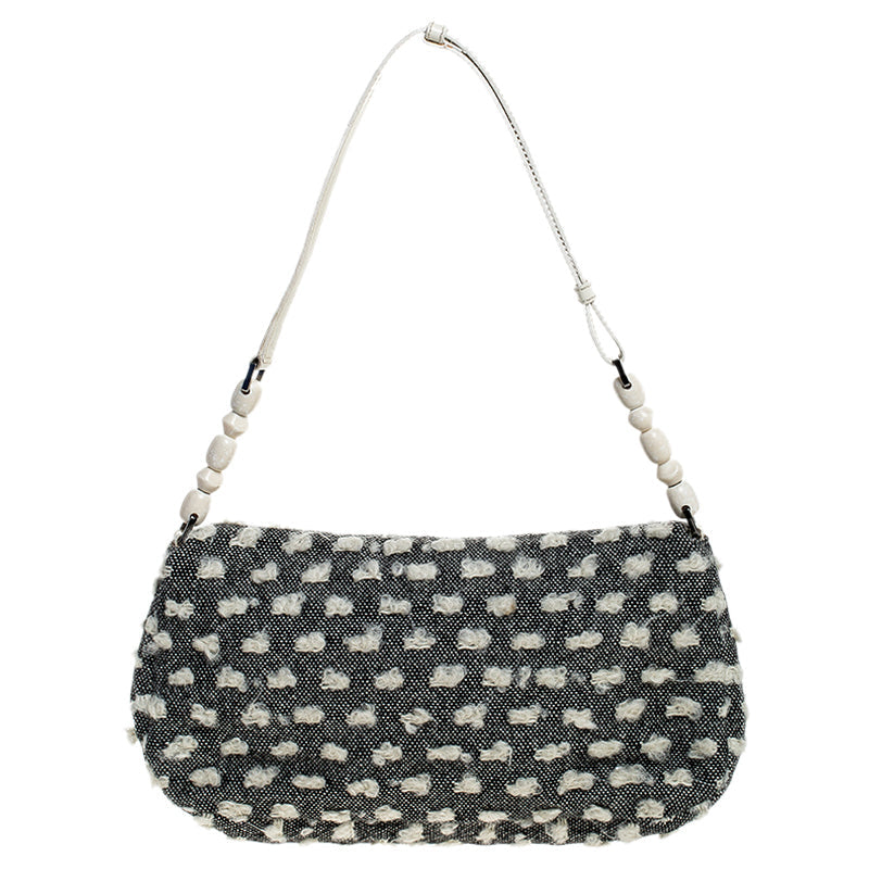 DIOR Grey Tweed Limited Edition Beaded Malice Shoulder Bag