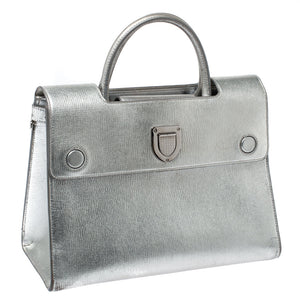 DIOR Metallic Silver Leather Medium ever Bag