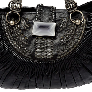 DIOR Black Pleated Leather Plisse Tote