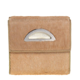 DIOR Beige/Cream Calf Hair and Patent Leather Trifold Wallet