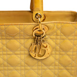 DIOR Yellow Cannage Patent Leather Large Lady  Tote