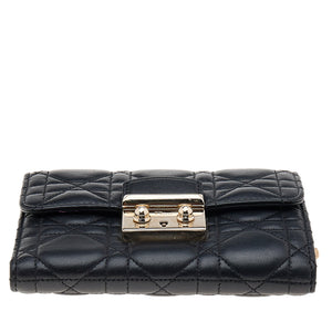 DIOR Black Cannage Leather Miss  Wallet