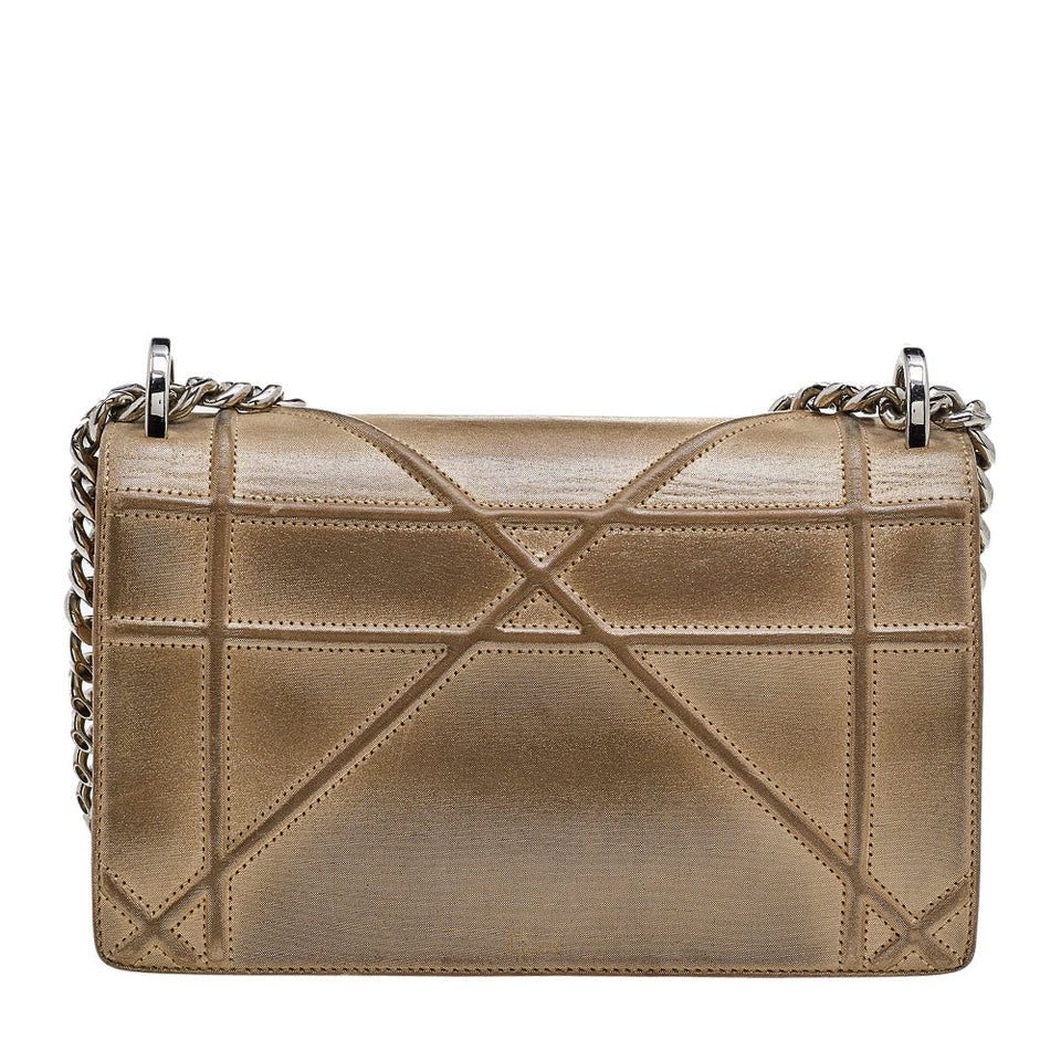 DIOR Metallic Gold Suede Small ama Shoulder Bag