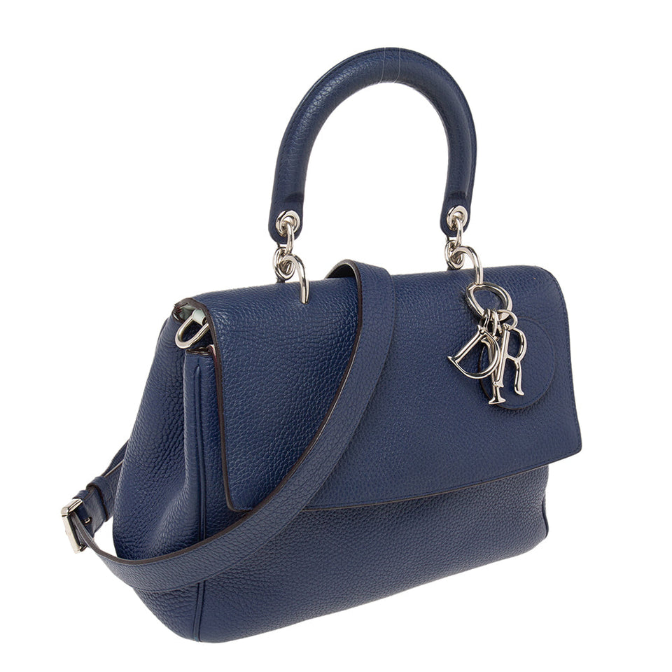 DIOR Blue Leather Small Be  Flap Top Handle Bag