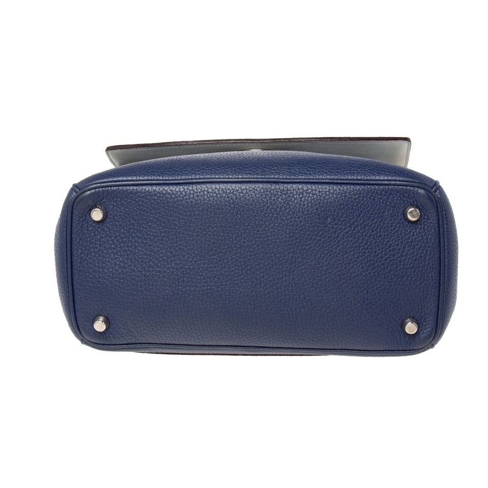 DIOR Blue Leather Small Be  Flap Top Handle Bag