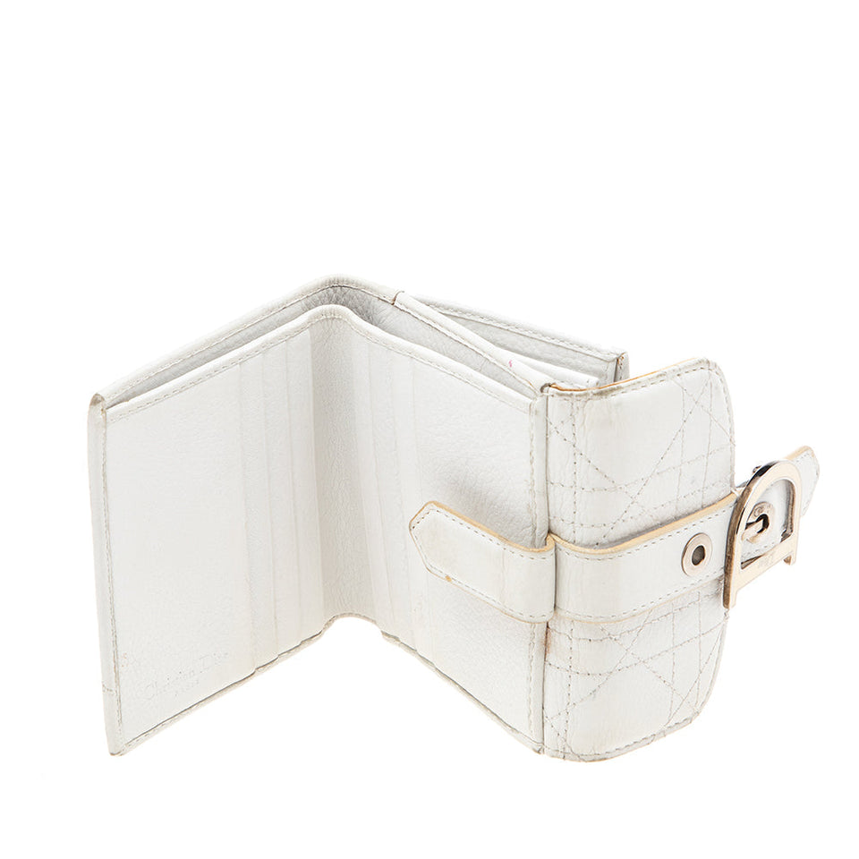 DIOR White Cannage Leather French Wallet