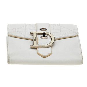 DIOR White Cannage Leather French Wallet