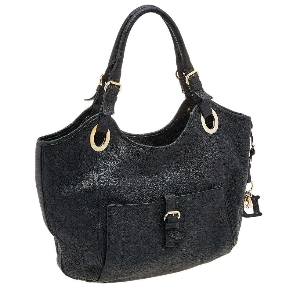 DIOR Black Cannage Leather Bee Hobo