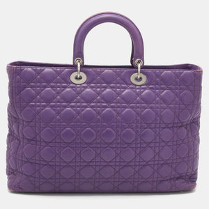 DIOR Purple Cannage Leather Large Soft Lady  Tote