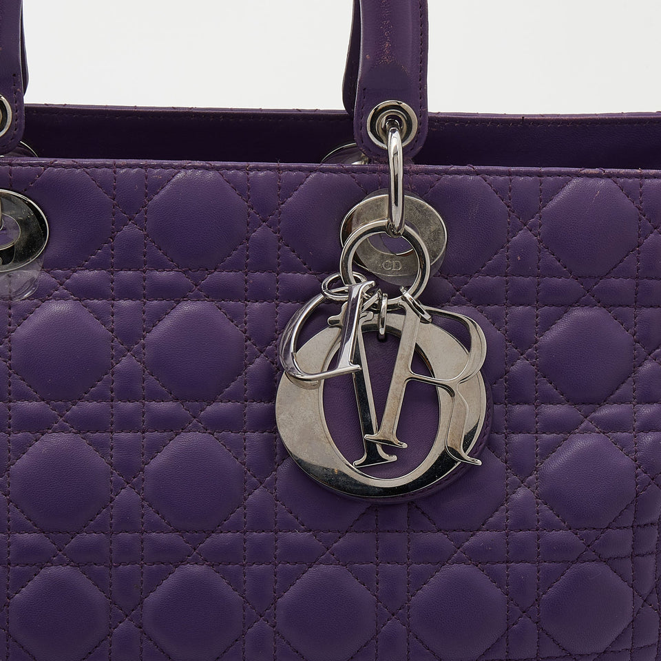 DIOR Purple Cannage Leather Large Soft Lady  Tote