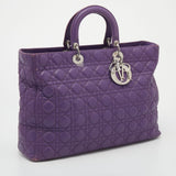 DIOR Purple Cannage Leather Large Soft Lady  Tote