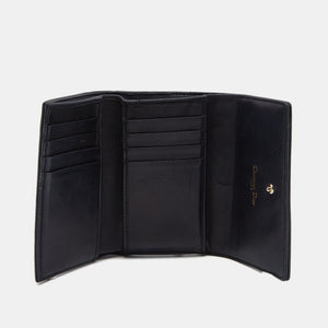 DIOR Black Leather ama Trifold Wallet