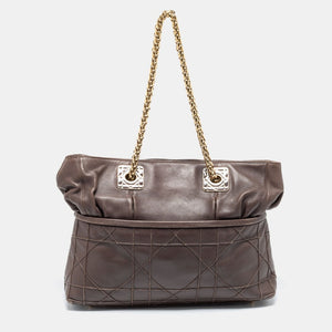 DIOR Dark Beige Cannage Leather Granville Chain Link Tote