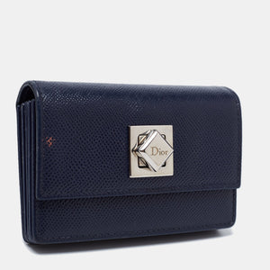 DIOR Navy Blue Leather Turn Me Gusset Card Case