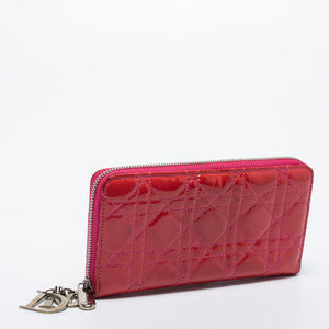 DIOR Pink Patent Leather Lady  Zip Around Wallet