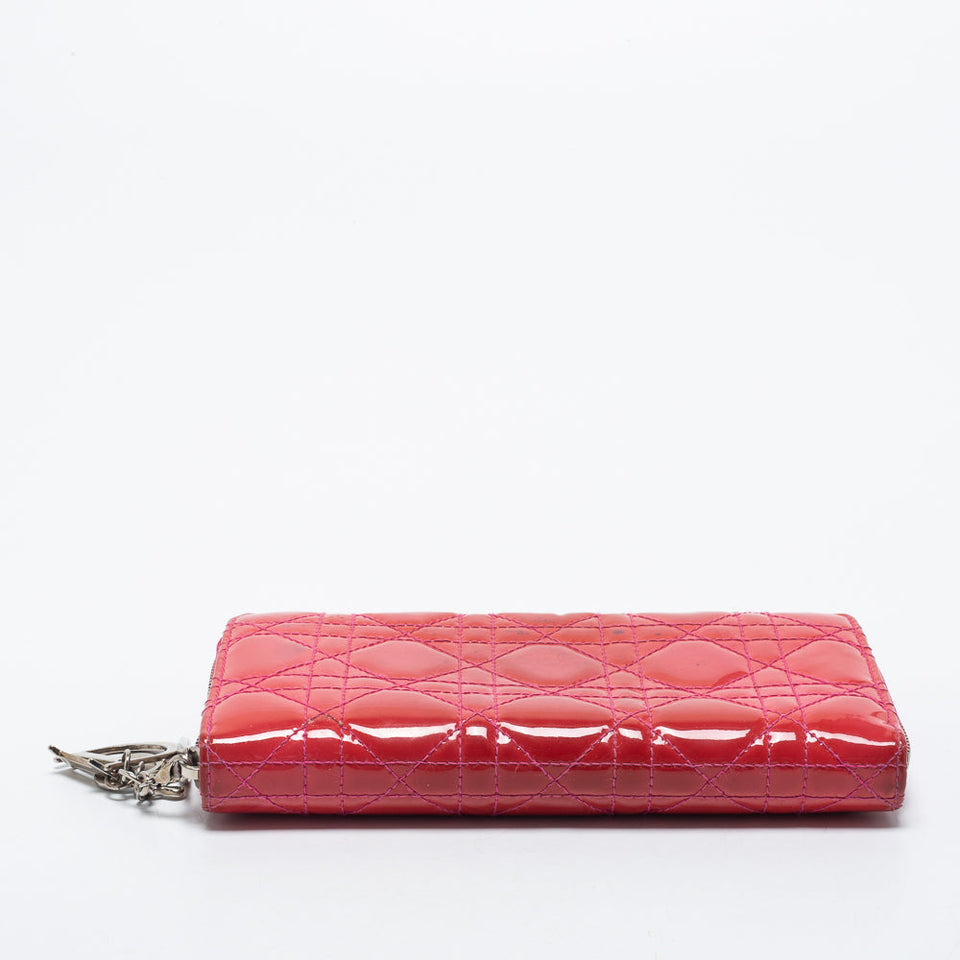 DIOR Pink Patent Leather Lady  Zip Around Wallet