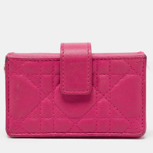 DIOR Pink Cannage Leather 5 Gusset Card Holder