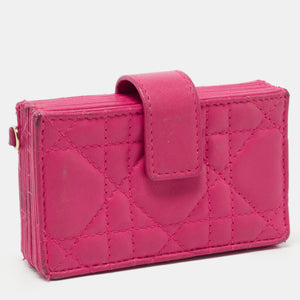 DIOR Pink Cannage Leather 5 Gusset Card Holder