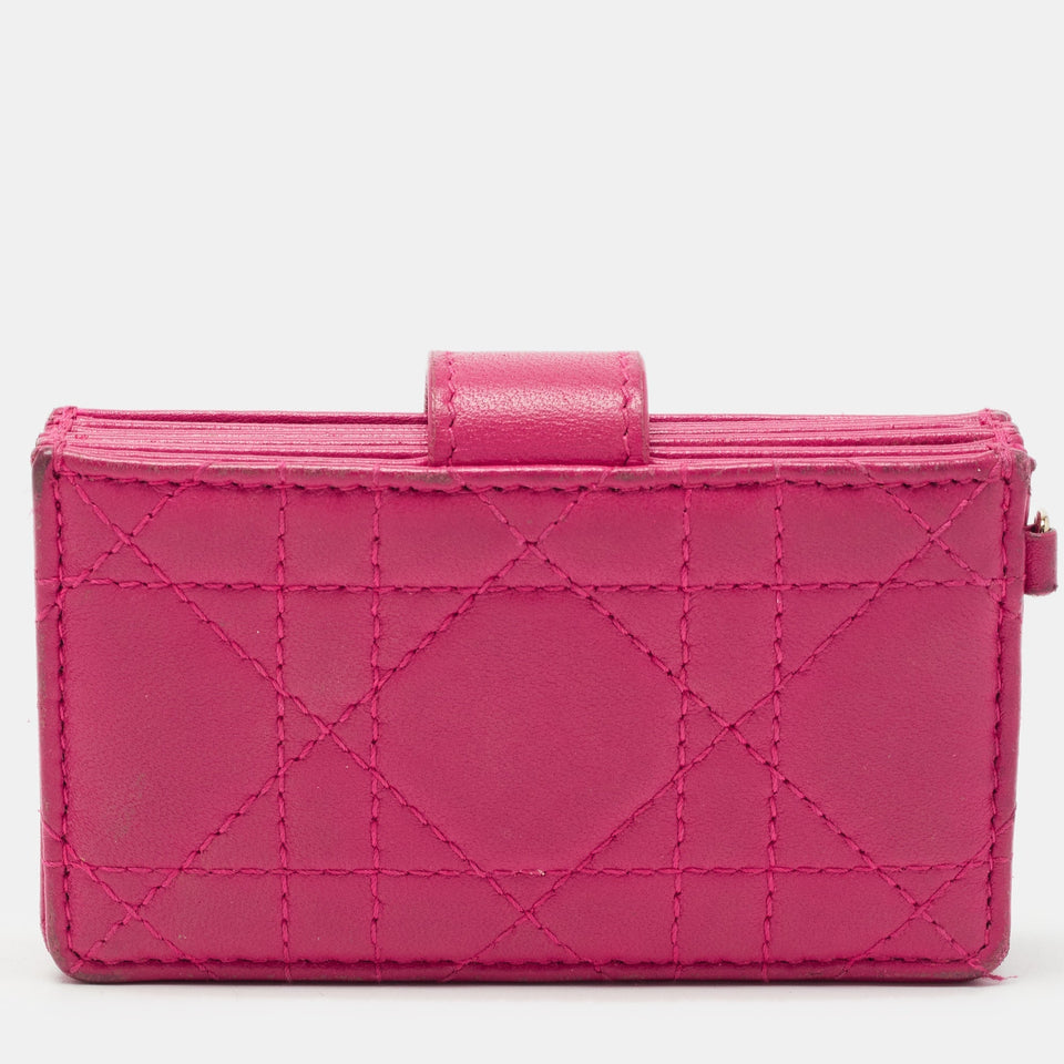 DIOR Pink Cannage Leather 5 Gusset Card Holder