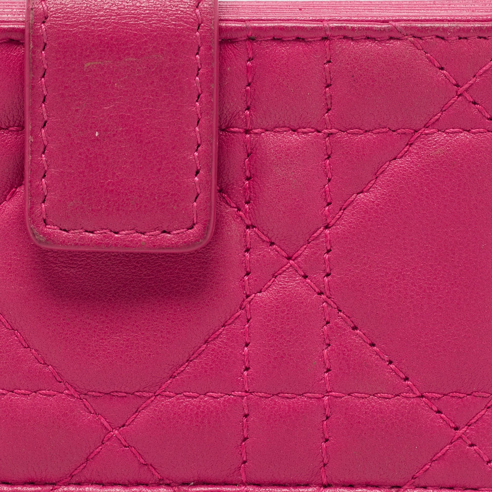 DIOR Pink Cannage Leather 5 Gusset Card Holder