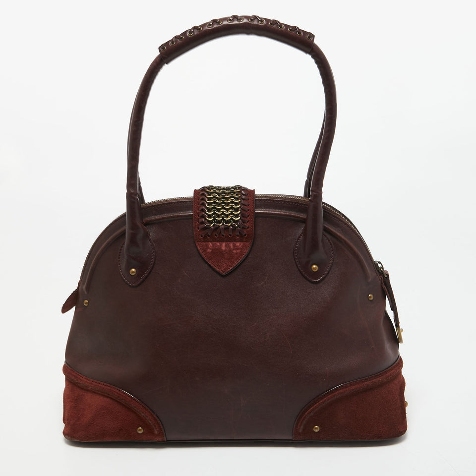 DIOR Burgundy Leather and Suede Jeanne Satchel