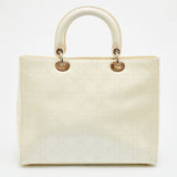 DIOR White Cannage Patent Leather Large Lady  Tote