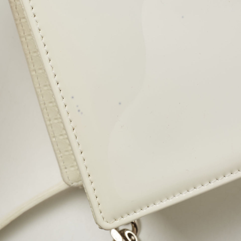 DIOR White Patent Leather Small ama Shoulder Bag