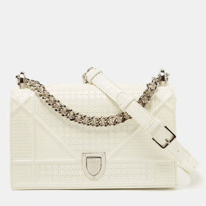 DIOR White Patent Leather Small ama Shoulder Bag