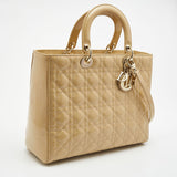 DIOR Beige Cannage Patent Leather Large Lady  Tote