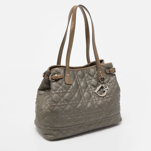 DIOR Metallic Cannage Coated Canvas and Leather Small Panarea Tote