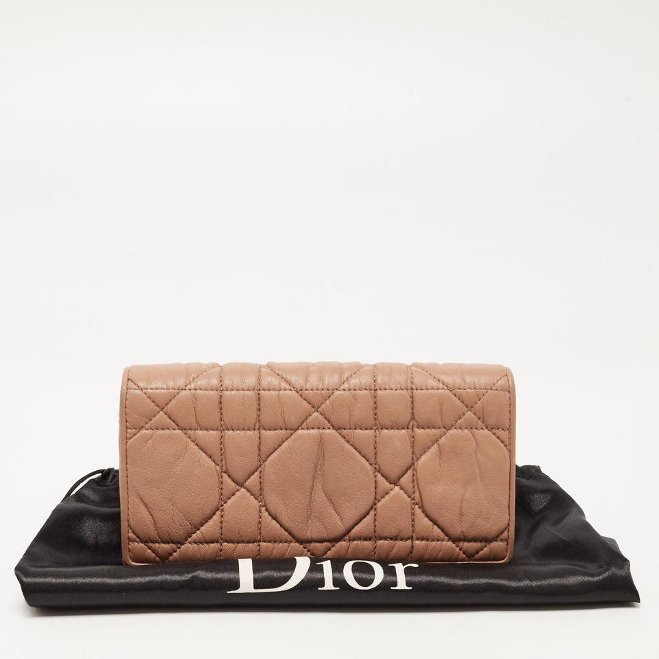 DIOR Beige Cannage Leather Lady  Continental Wallet