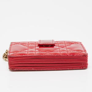 DIOR Red Cannage Patent Leather Lady  Gusset Card Case