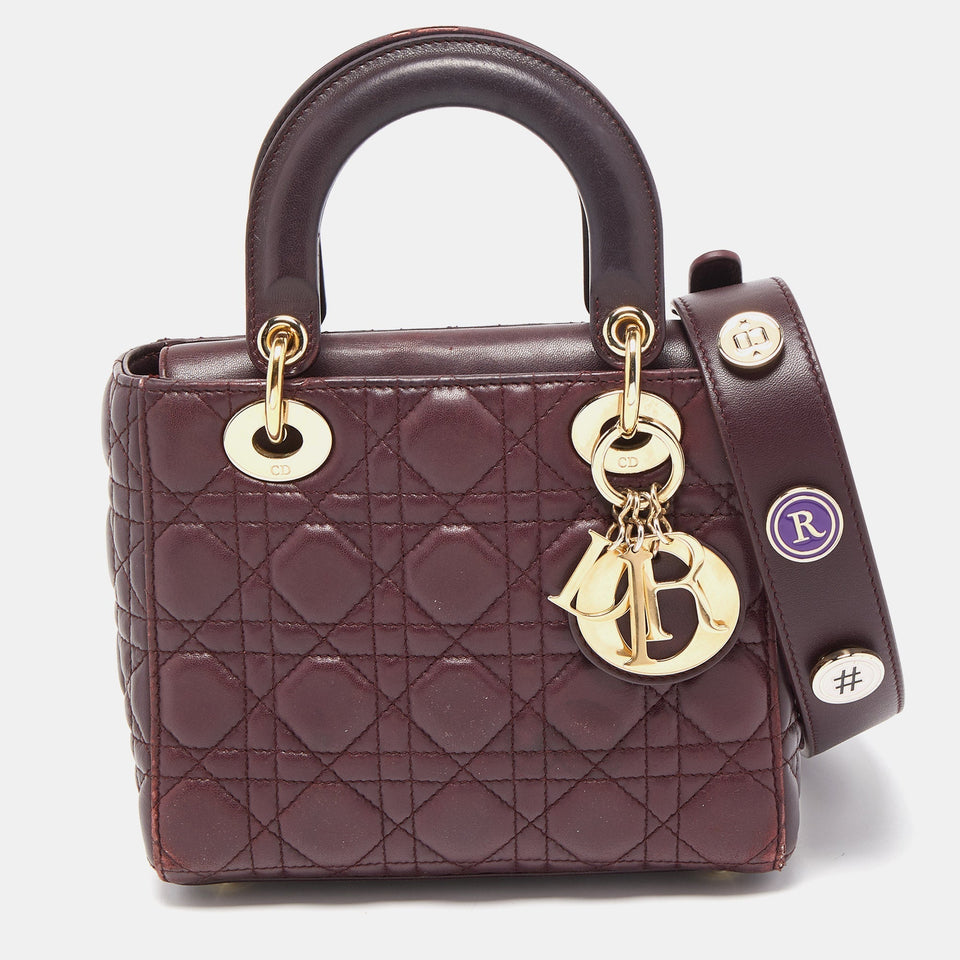 DIOR Burgundy Cannage Leather Small Lady  My ABC Bag