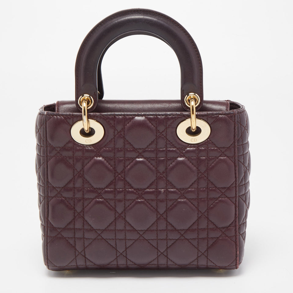 DIOR Burgundy Cannage Leather Small Lady  My ABC Bag