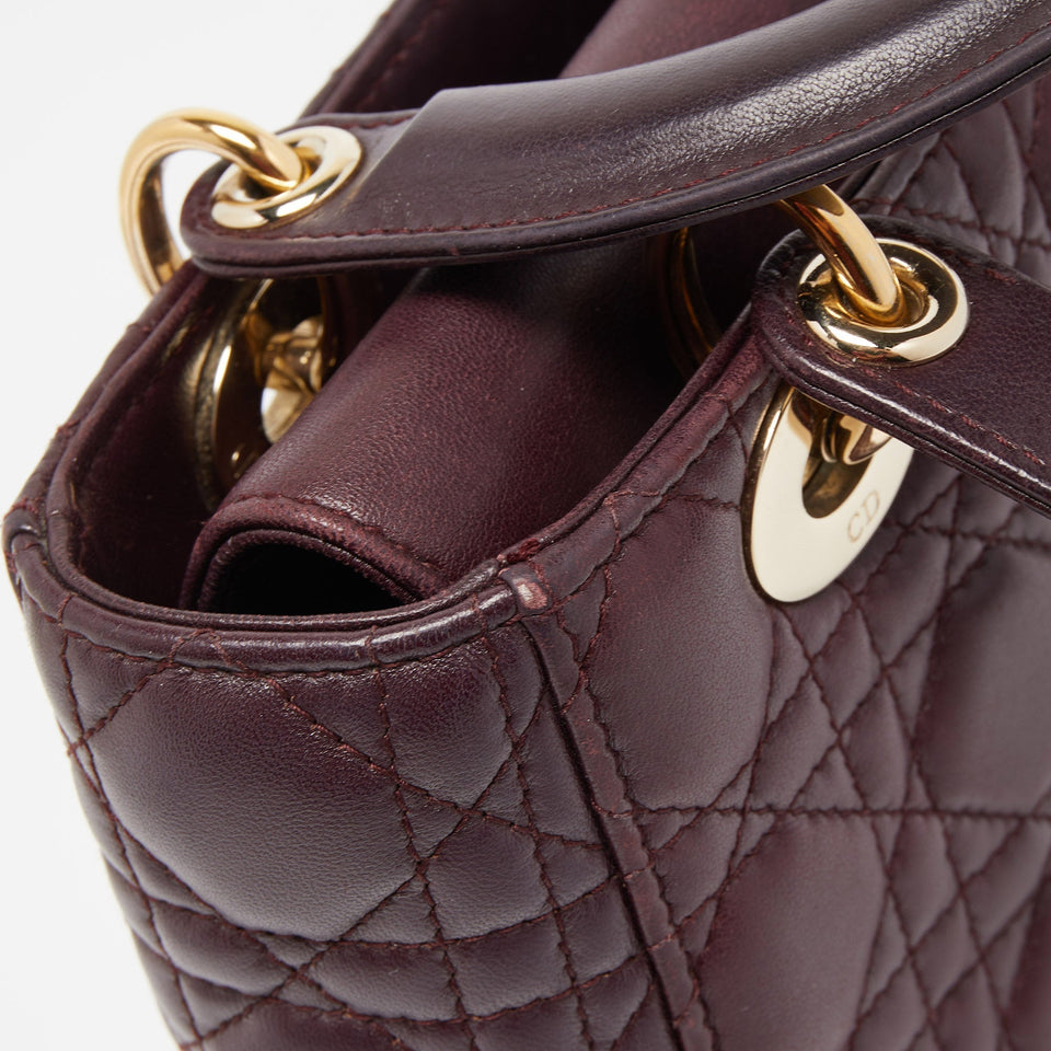 DIOR Burgundy Cannage Leather Small Lady  My ABC Bag