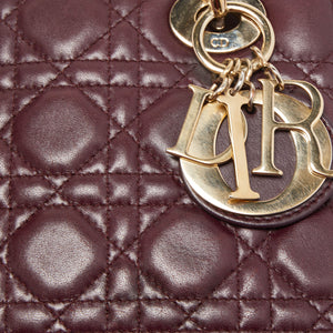 DIOR Burgundy Cannage Leather Small Lady  My ABC Bag