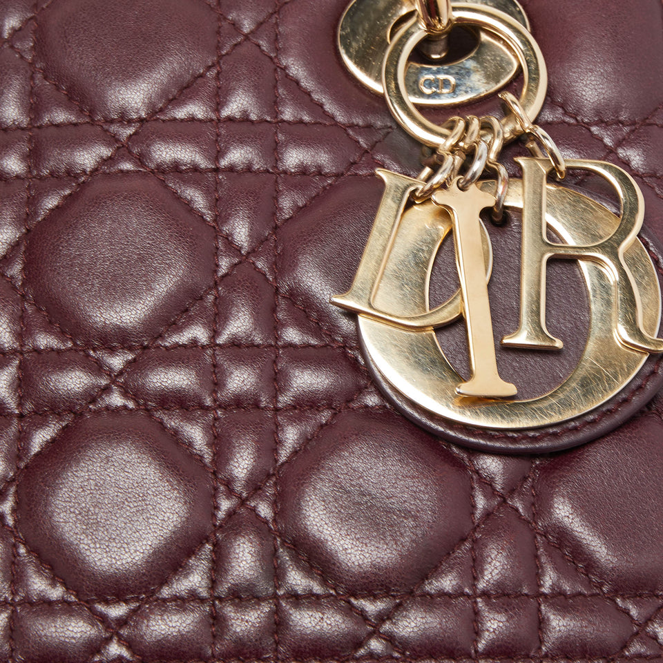 DIOR Burgundy Cannage Leather Small Lady  My ABC Bag