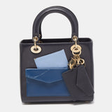 DIOR Midnight Blue Leather Medium Pockets Lady  Tote