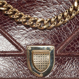 DIOR Burgundy Crackled Leather Medium ama Flap Shoulder Bag