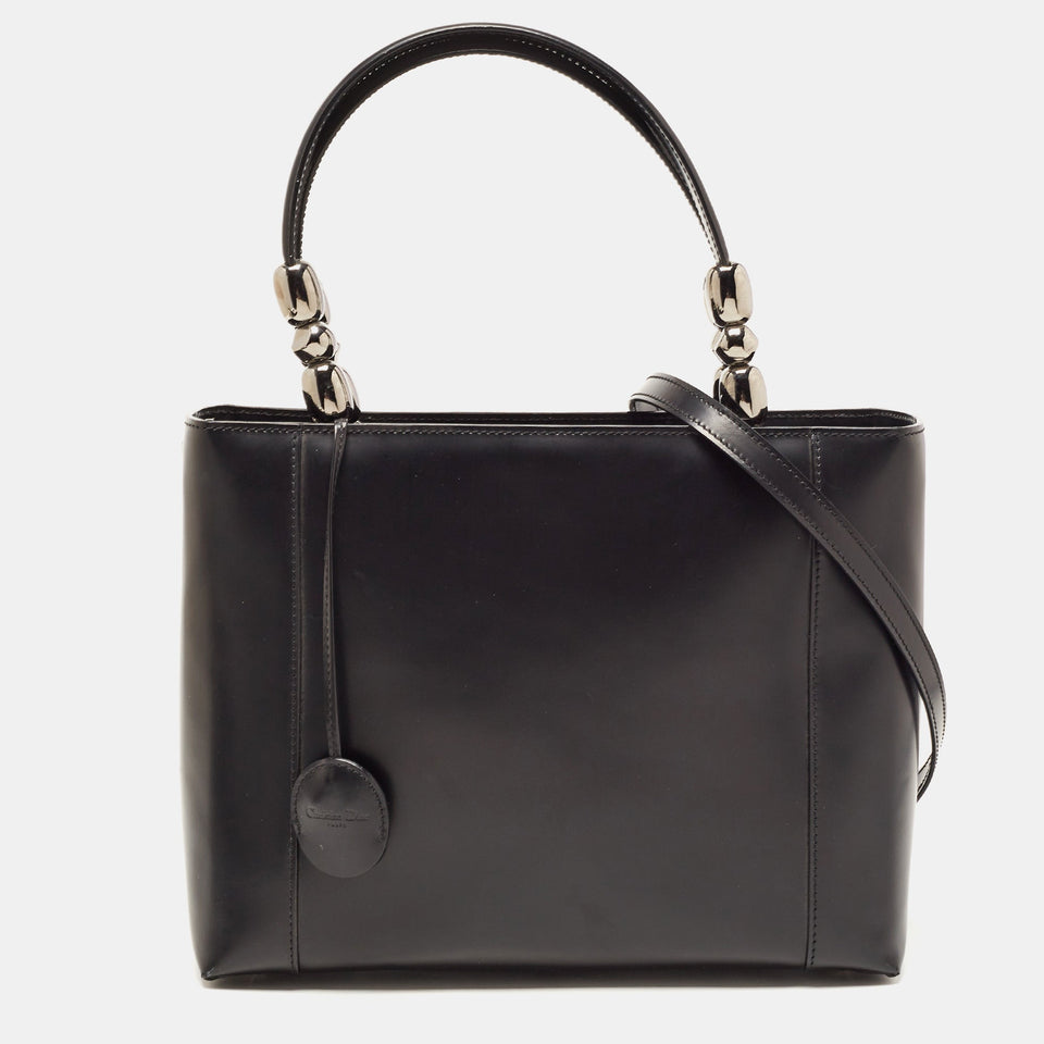 DIOR Black Leather Medium Malice Pearl Tote