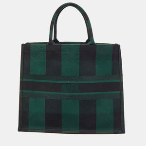 DIOR Black/Green Checkered Canvas Large Book Tote