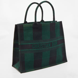 DIOR Black/Green Checkered Canvas Large Book Tote