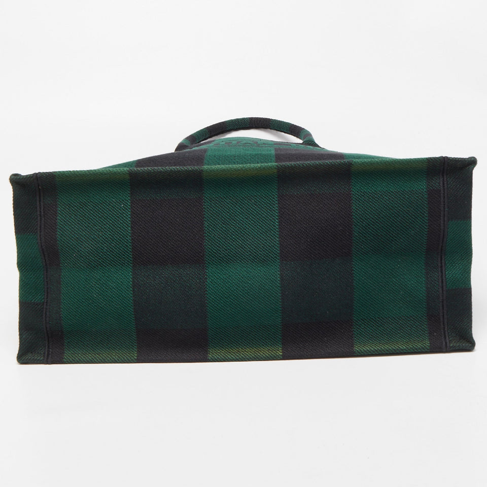 DIOR Black/Green Checkered Canvas Large Book Tote