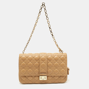 DIOR Beige Cannage Leather Large Miss  Shoulder Bag