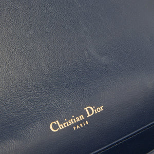 DIOR Navy Blue Cannage Patent Leather Lady  Chain Clutch