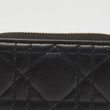 DIOR Black Cannage Leather Compact Zip Around Wallet