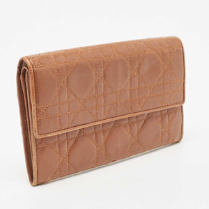 DIOR Brown Cannage Leather Double Flap Continental Wallet